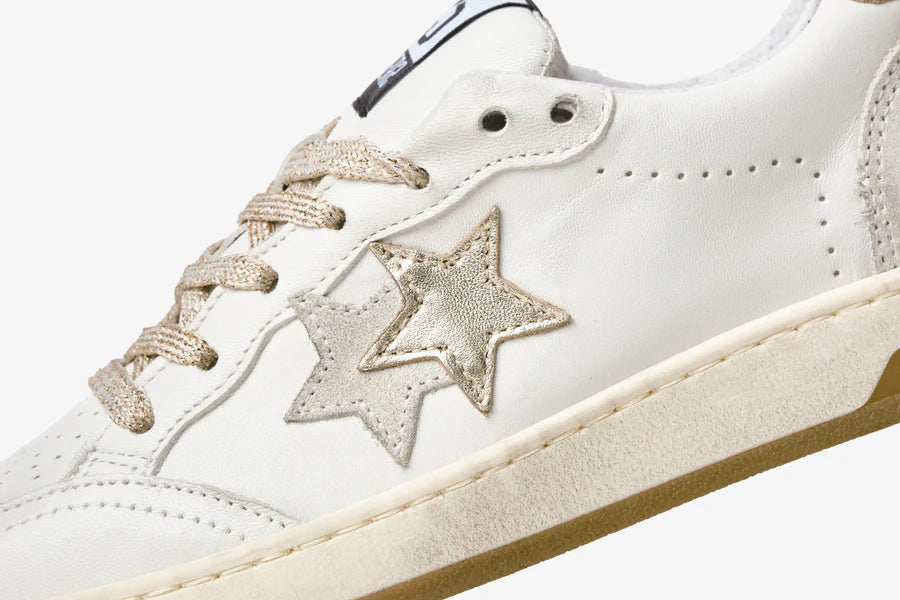 2STAR SNEAKER WEEK STAR IN PELLE EFFETTO USED WHITE GOLD