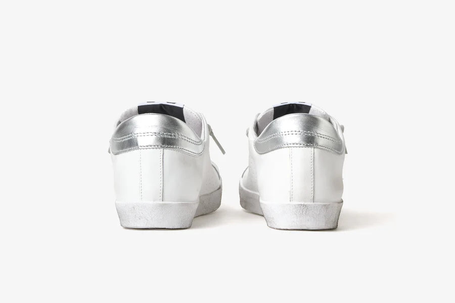 2STAR SNEAKER PRIME STAR IN PELLE EFFETTO USED WHITE SILVER