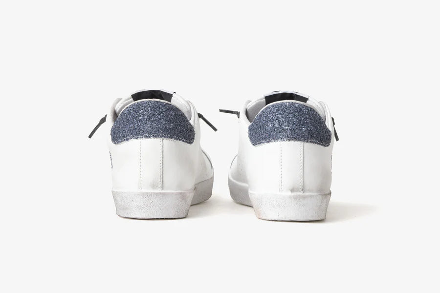 2STAR SNEAKER PRIME STAR IN PELLE EFFETTO USED WHITE BLU