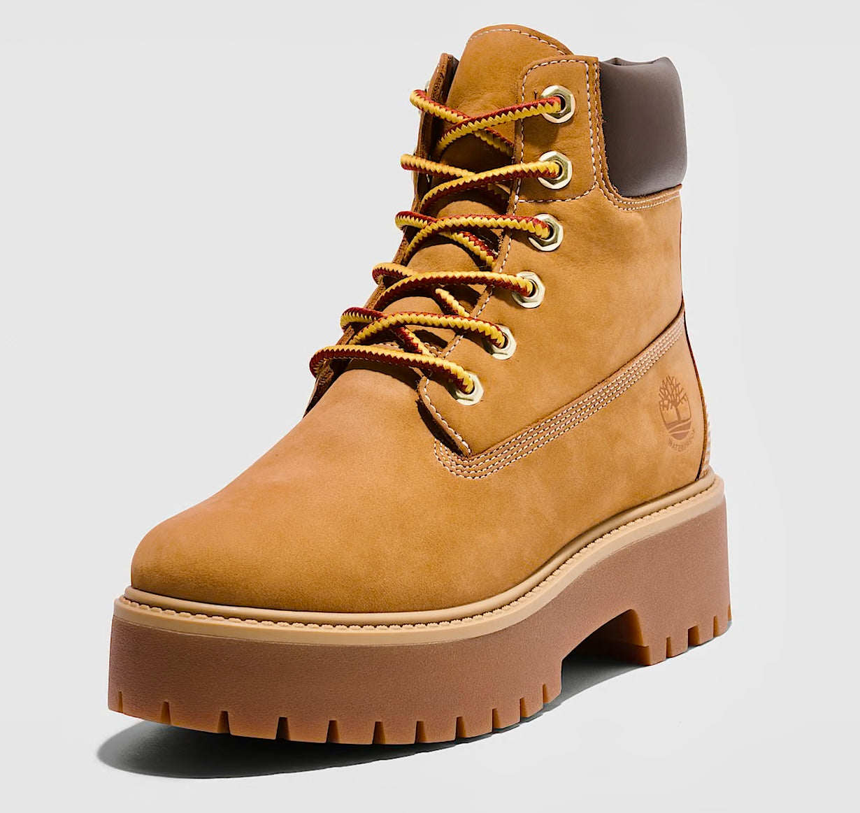 TIMBERLAND STONE STREET 6 INCH LACE UP  PLATFORM WATERPROOF BOOT WHEAT GIALLONE