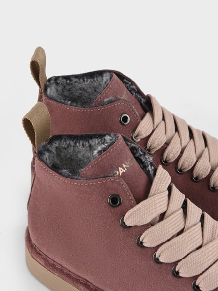 PANCHIC P01 ANKLE BOOT SUEDE FAUX FUR BROWNROSE - POWDER