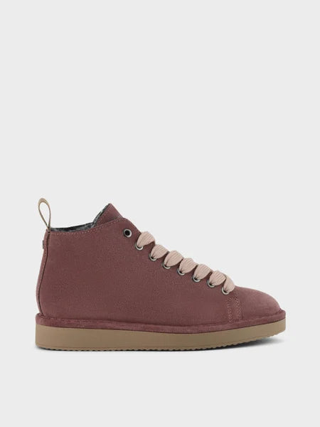 PANCHIC P01 ANKLE BOOT SUEDE FAUX FUR BROWNROSE - POWDER