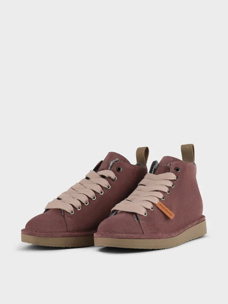 PANCHIC P01 ANKLE BOOT SUEDE FAUX FUR BROWNROSE - POWDER