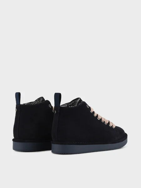 PANCHIC P01 ANKLE BOOT SUEDE FAUX FUR SPACE BLU - POWDER PINK