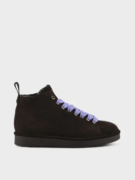 PANCHIC P01 ANKLE BOOT SUEDE FAUX FUR EBONY - URBAN VIOLET