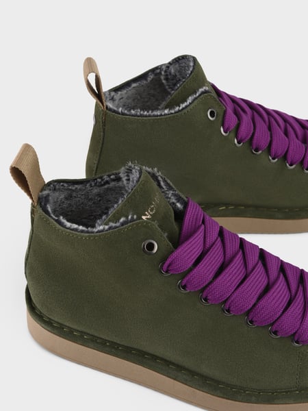 PANCHIC P01 ANKLE BOOT SUEDE FAUX FUR LINING MILITARY