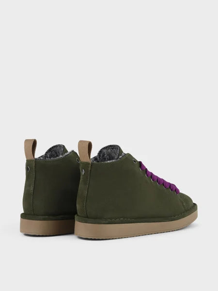 PANCHIC P01 ANKLE BOOT SUEDE FAUX FUR LINING MILITARY