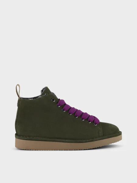 PANCHIC P01 ANKLE BOOT SUEDE FAUX FUR LINING MILITARY