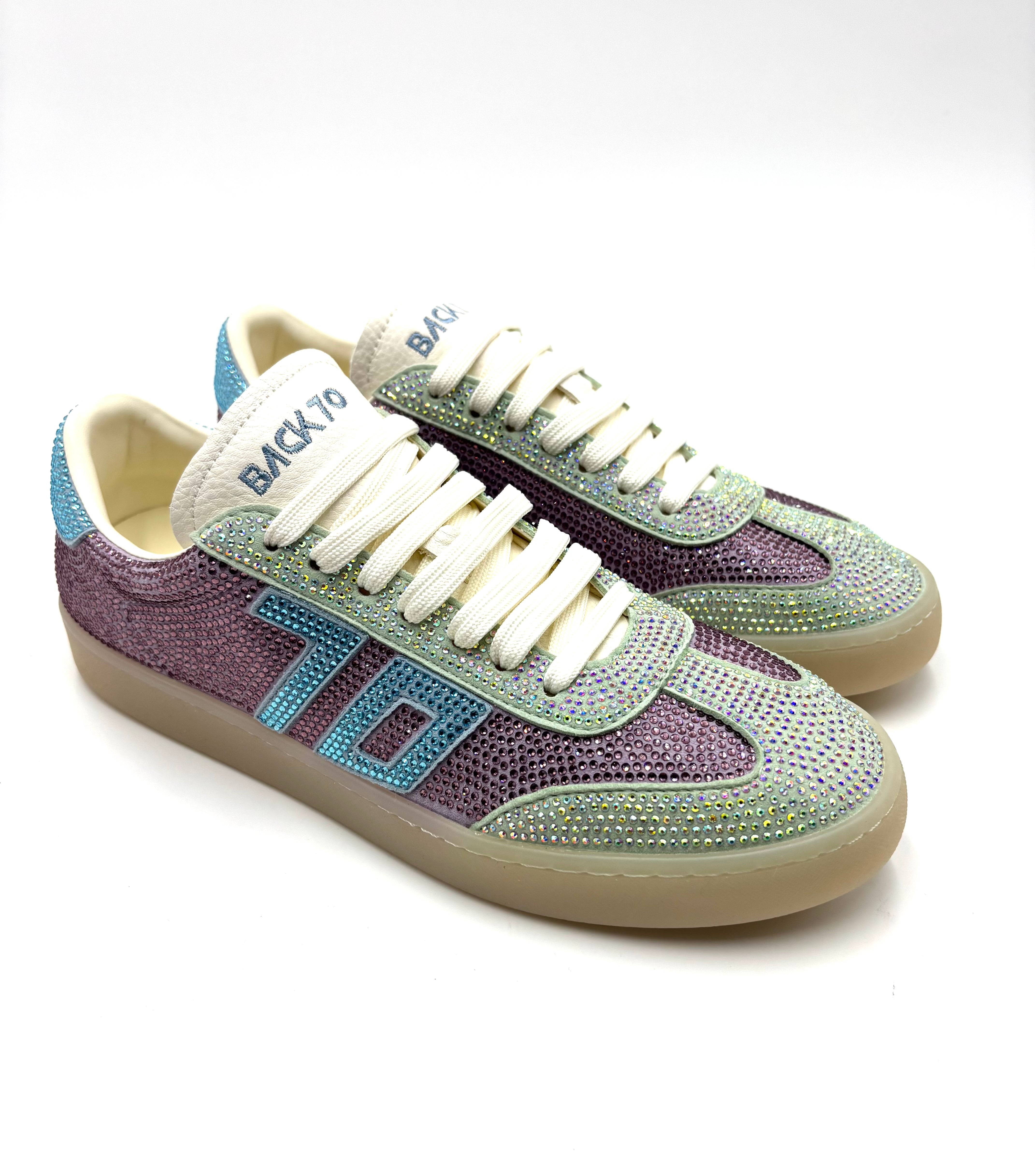 BACK70 SNEAKER GLAM STRASS LILAC GREEN SKY