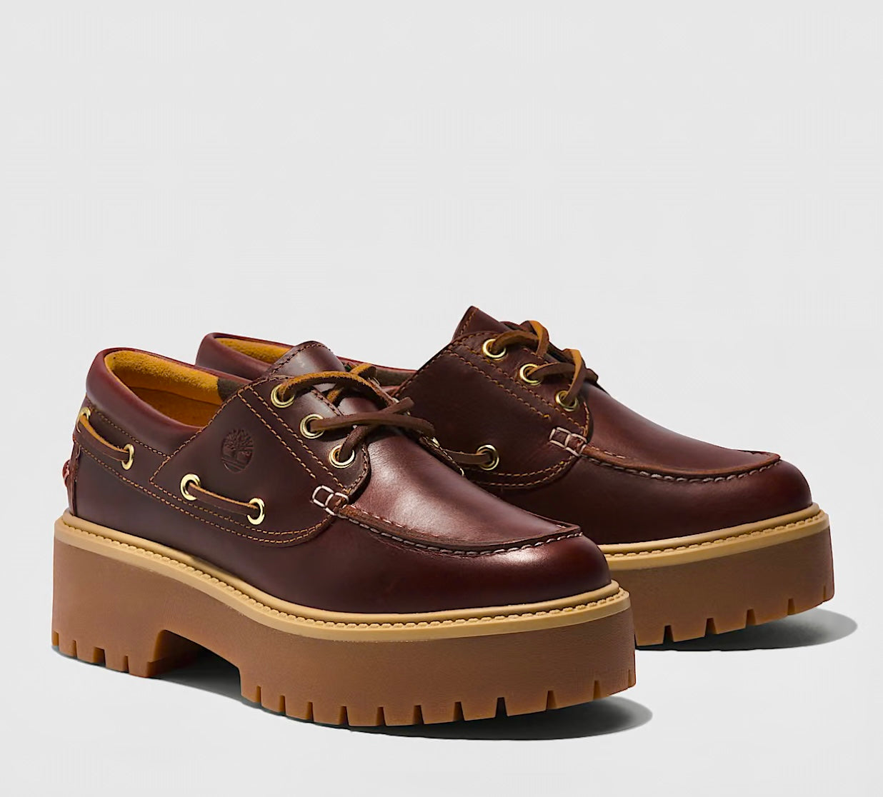 TIMBERLAND BARCA PLATFORM STONE STREET BOAT SHOE ROOTBEER
