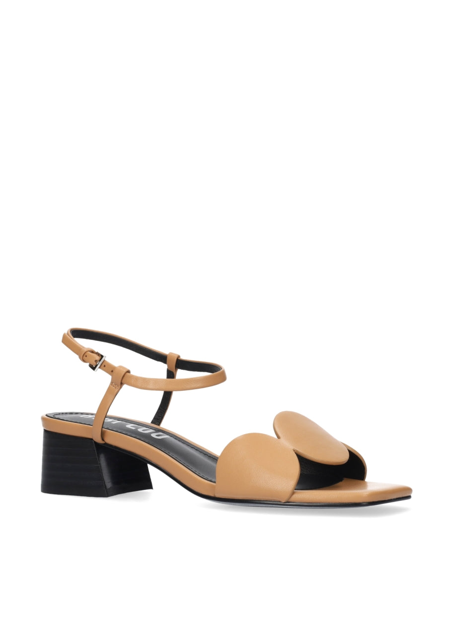 BIBILOU SANDALO TACCO 40 IN PELLE CON FASCETTA CAMEL 623Z10VK