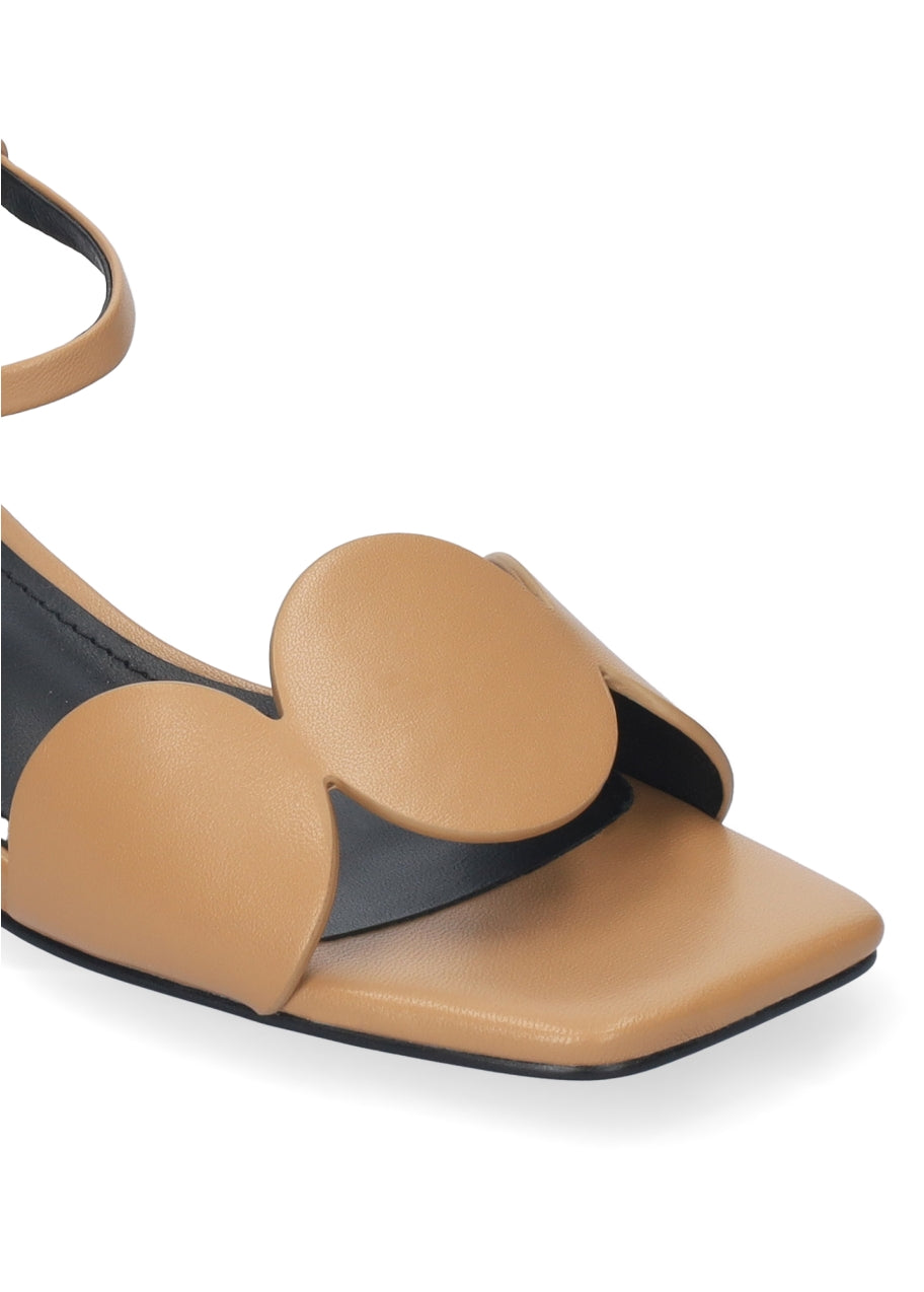 BIBILOU SANDALO TACCO 40 IN PELLE CON FASCETTA CAMEL 623Z10VK