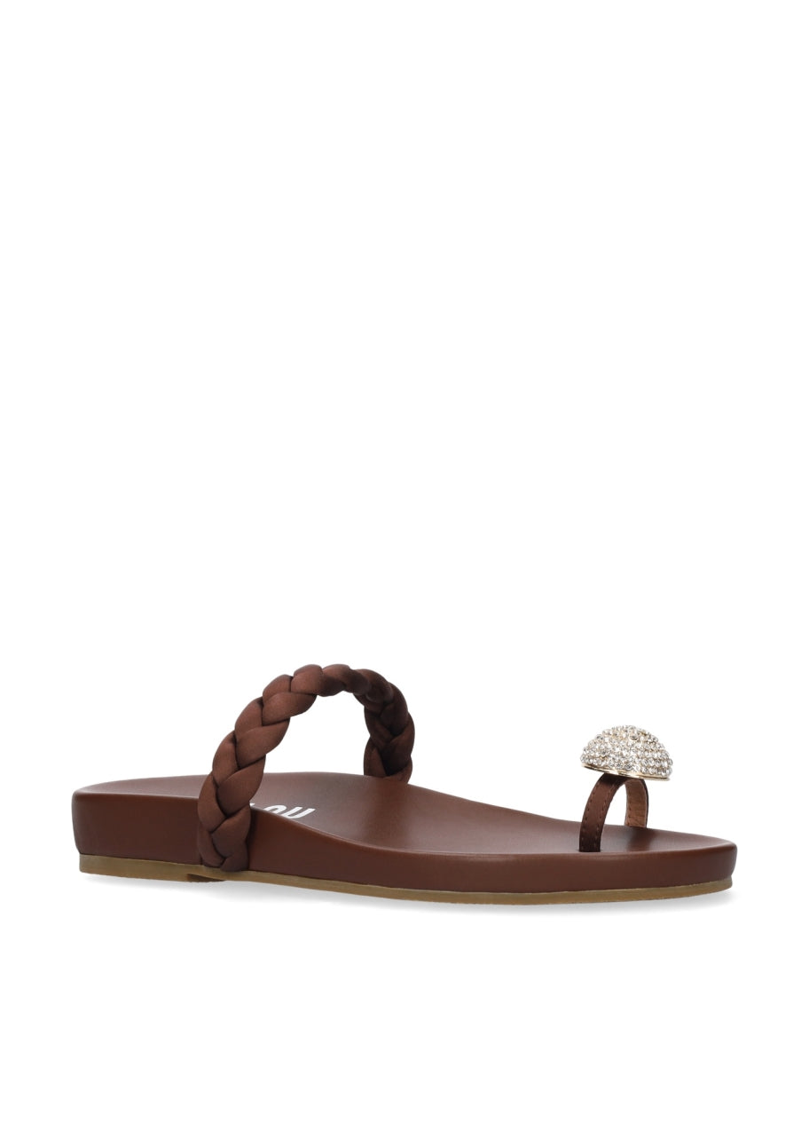 BIBILOU SANDALO INFRADITO CON ALLUCE A CRISTALLO MARRON 880Z80HG