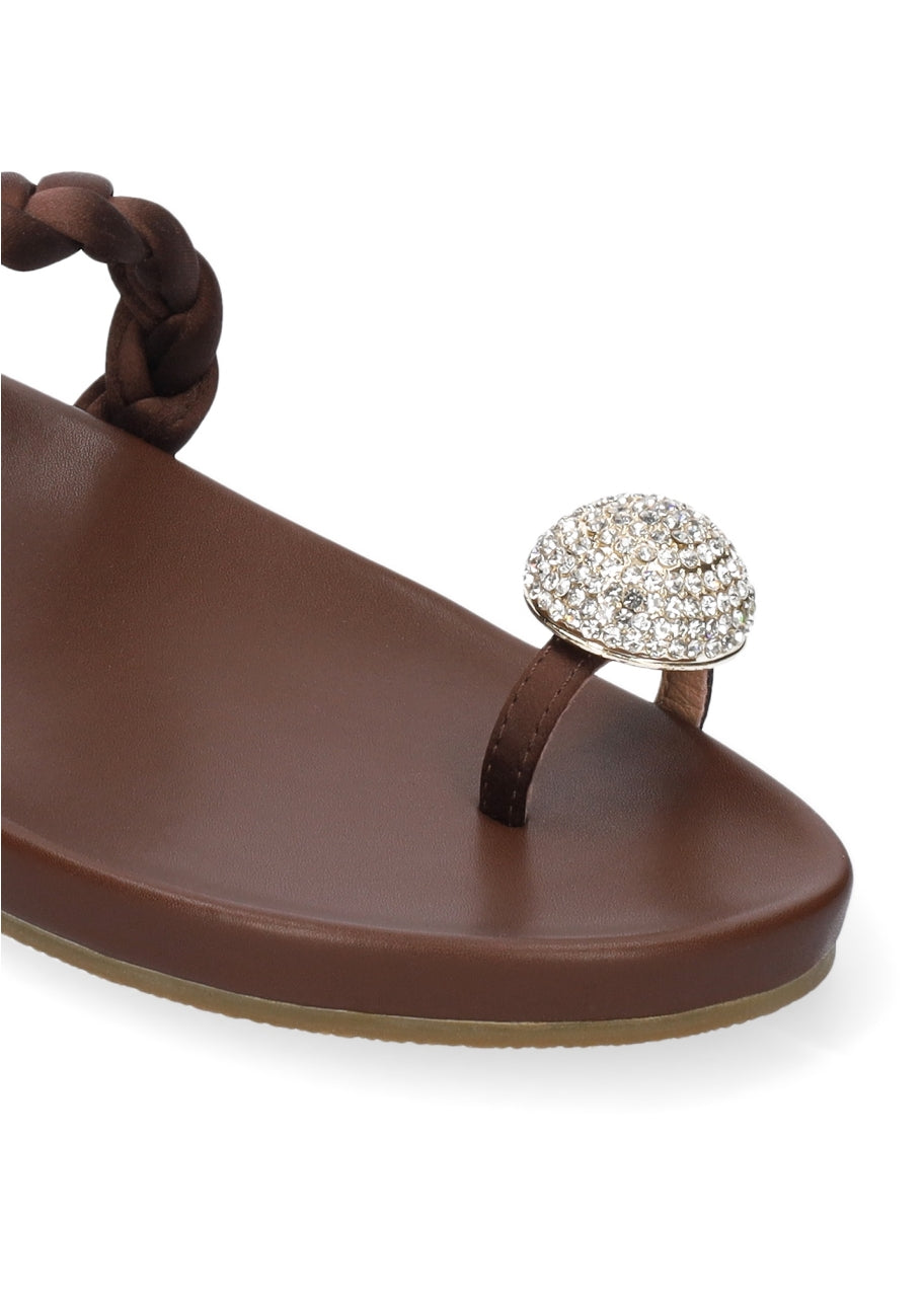 BIBILOU SANDALO INFRADITO CON ALLUCE A CRISTALLO MARRON 880Z80HG