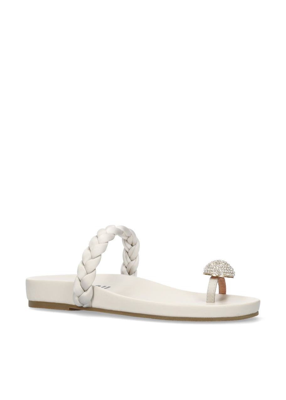 BIBILOU SANDALO INFRADITO CON ALLUCE A CRISTALLO TAUPE 880Z80HG