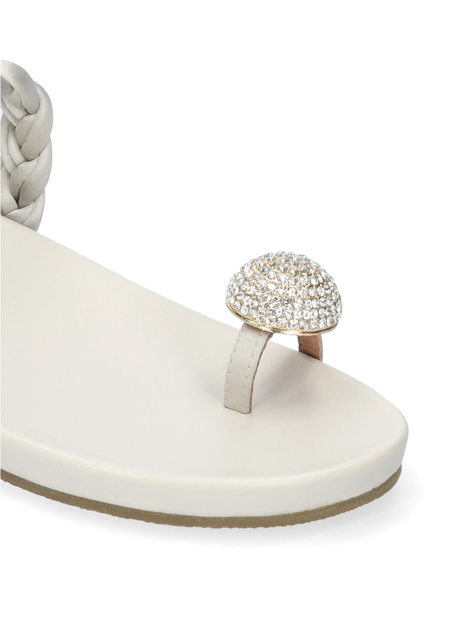 BIBILOU SANDALO INFRADITO CON ALLUCE A CRISTALLO TAUPE 880Z80HG