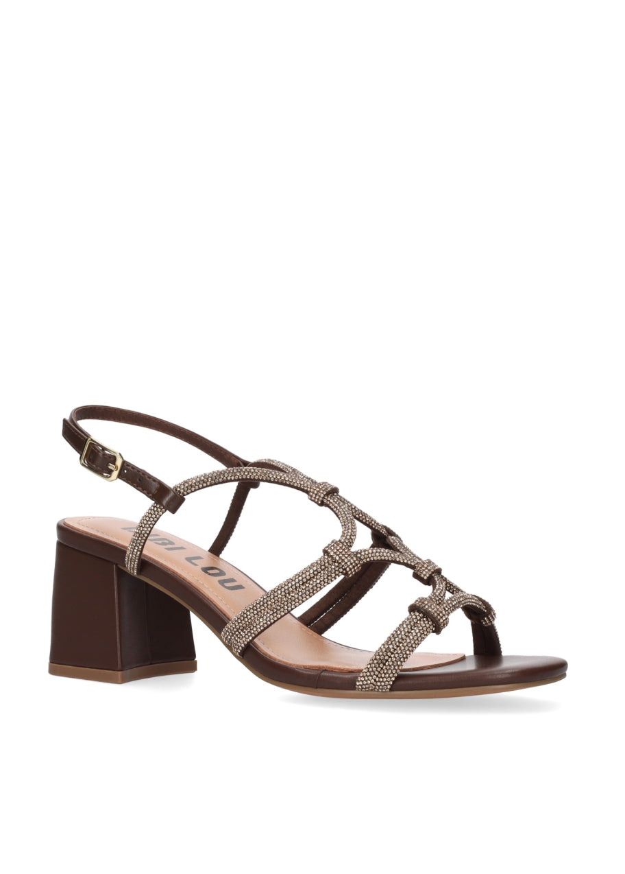 BIBILOU SANDALO INTRECCIATO PIETRE TACCO 60 BROWN 958Z00HG