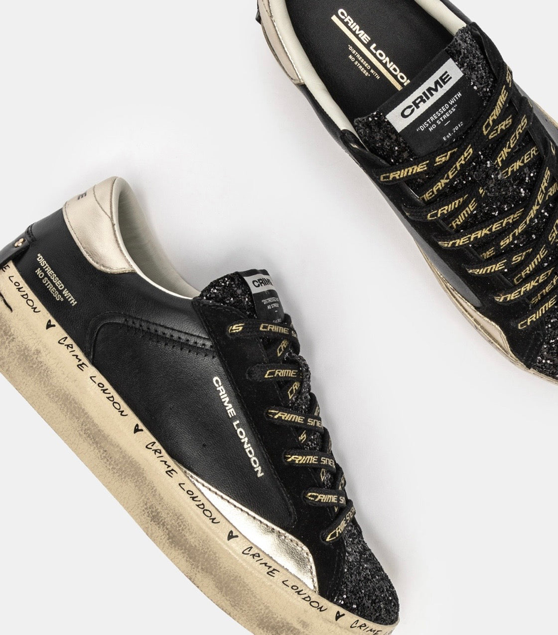 CRIME LONDON SNEAKER DISTRESSED PLATFORM BLACK DUSK 25074AA8