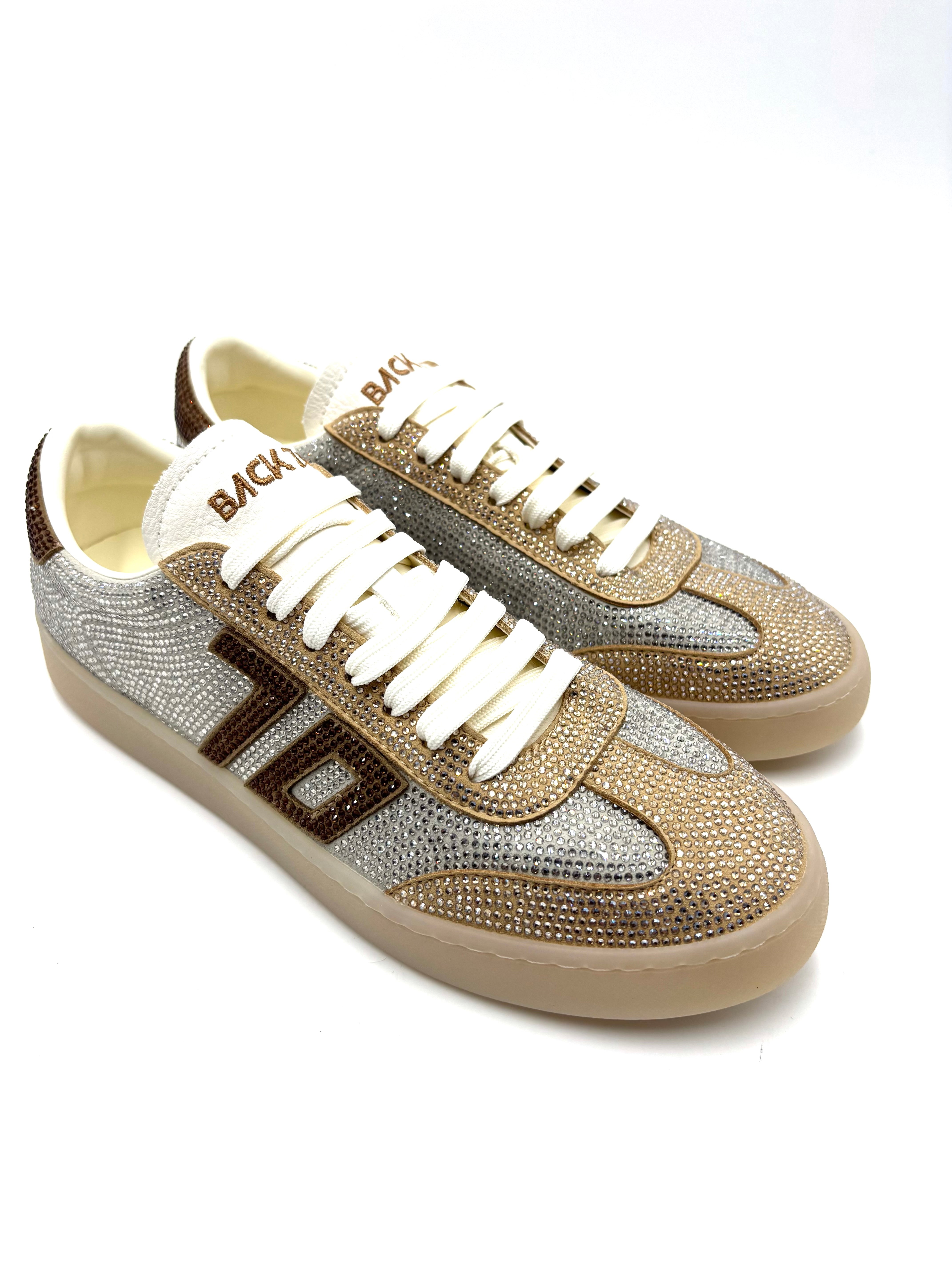 BACK70 SNEAKER GLAM STRASS SILVER GOLD BRONZE