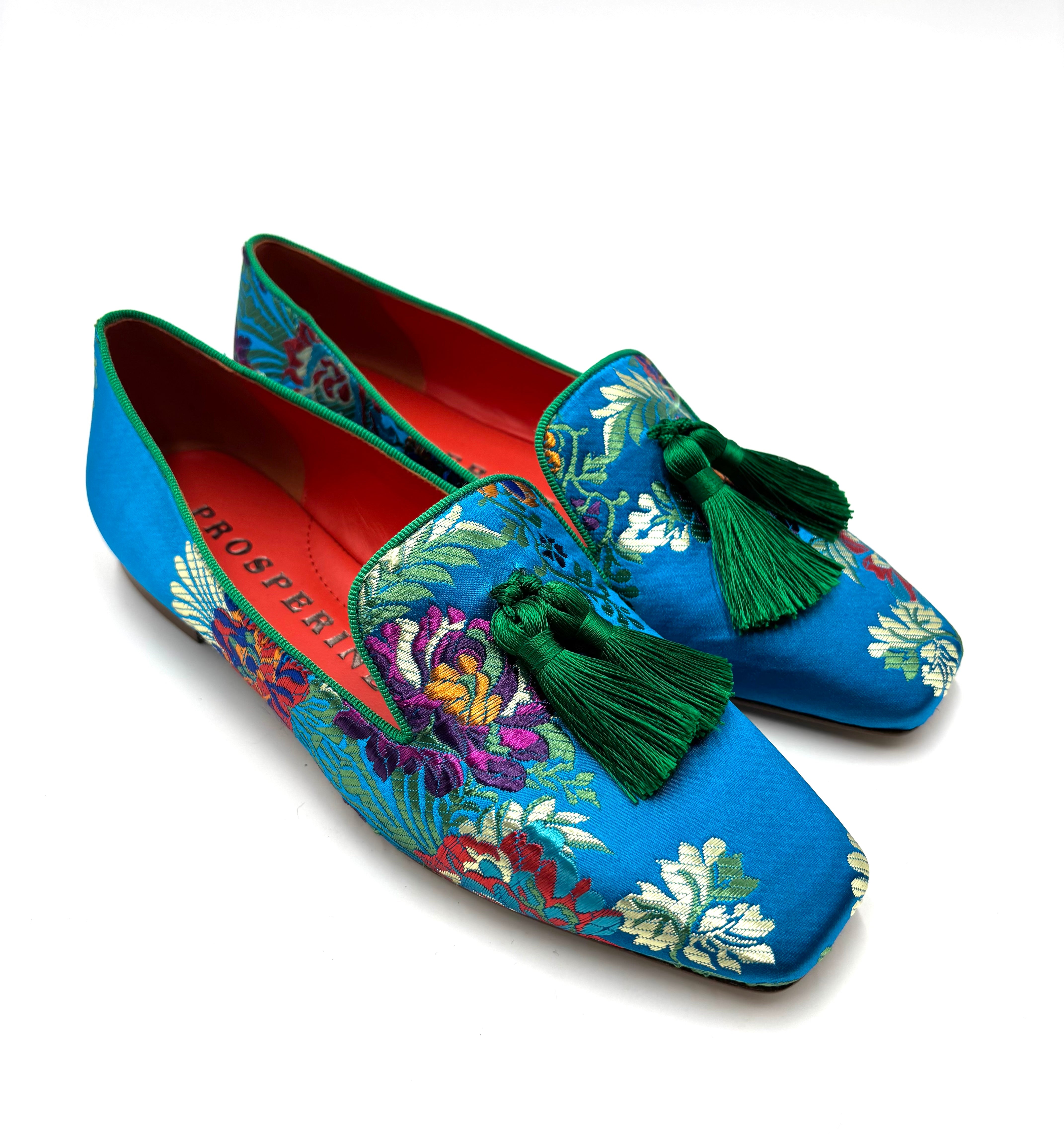 PROSPERINE PANTOFOLINO FLAT GEISHA AZZURRO