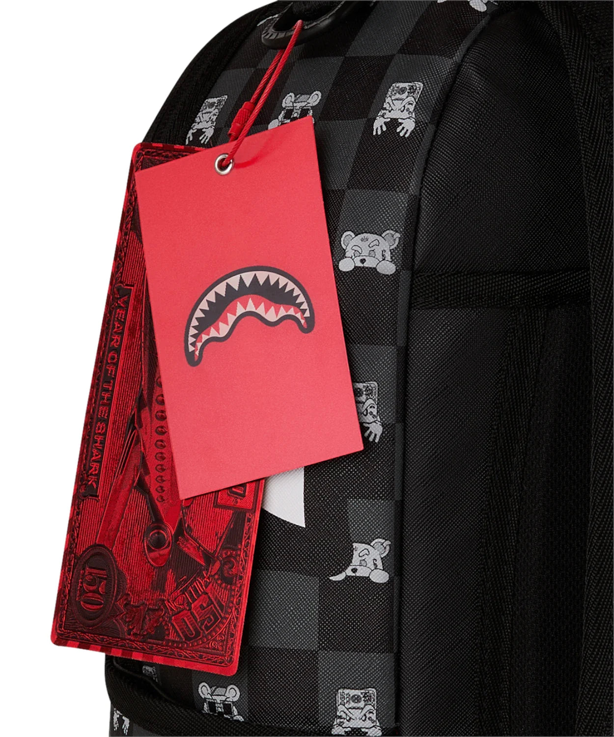 Sprayground ZAINO GRAY PEEKING CHARACTER CHECK BACKPACK