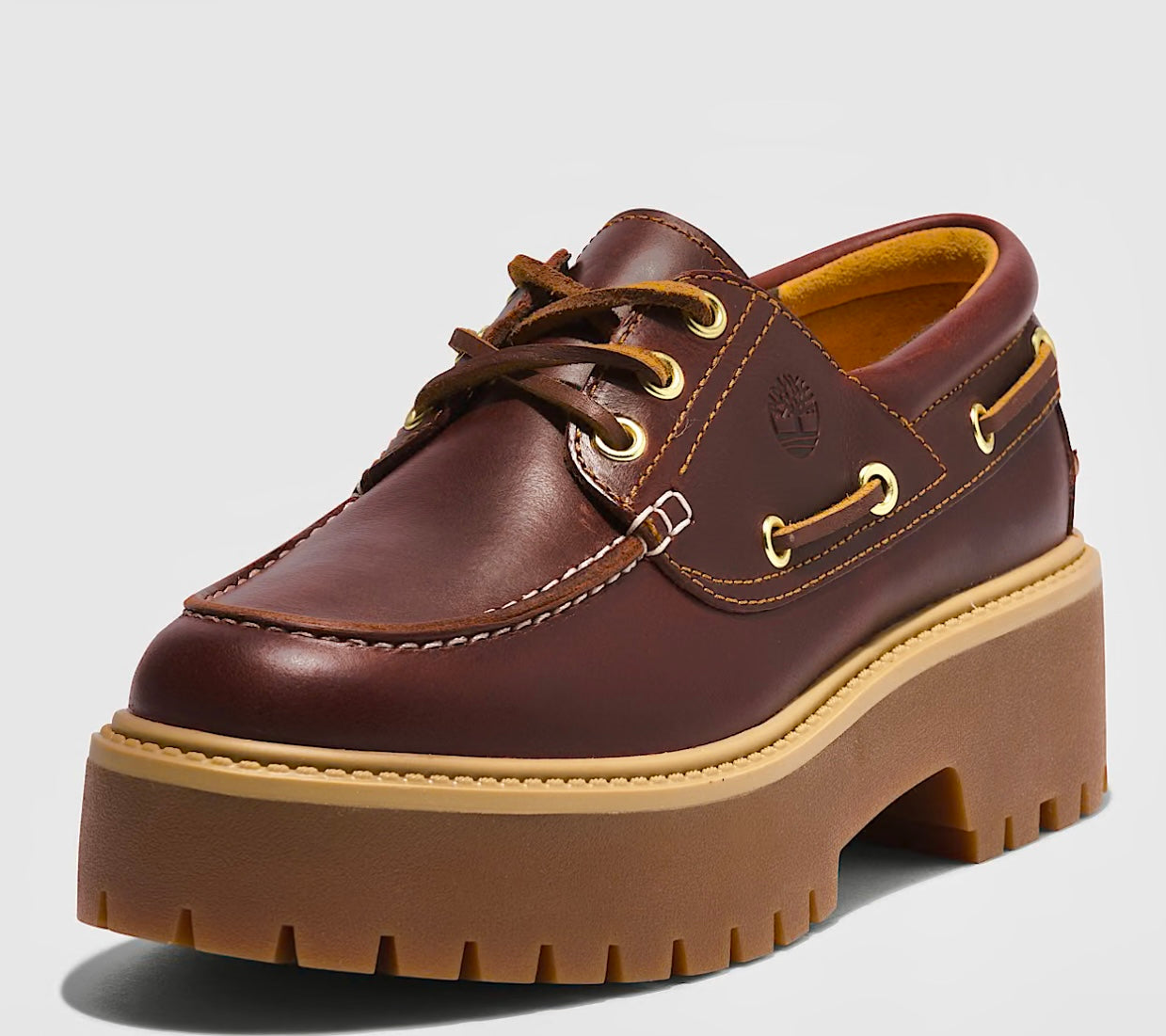 TIMBERLAND BARCA PLATFORM STONE STREET BOAT SHOE ROOTBEER