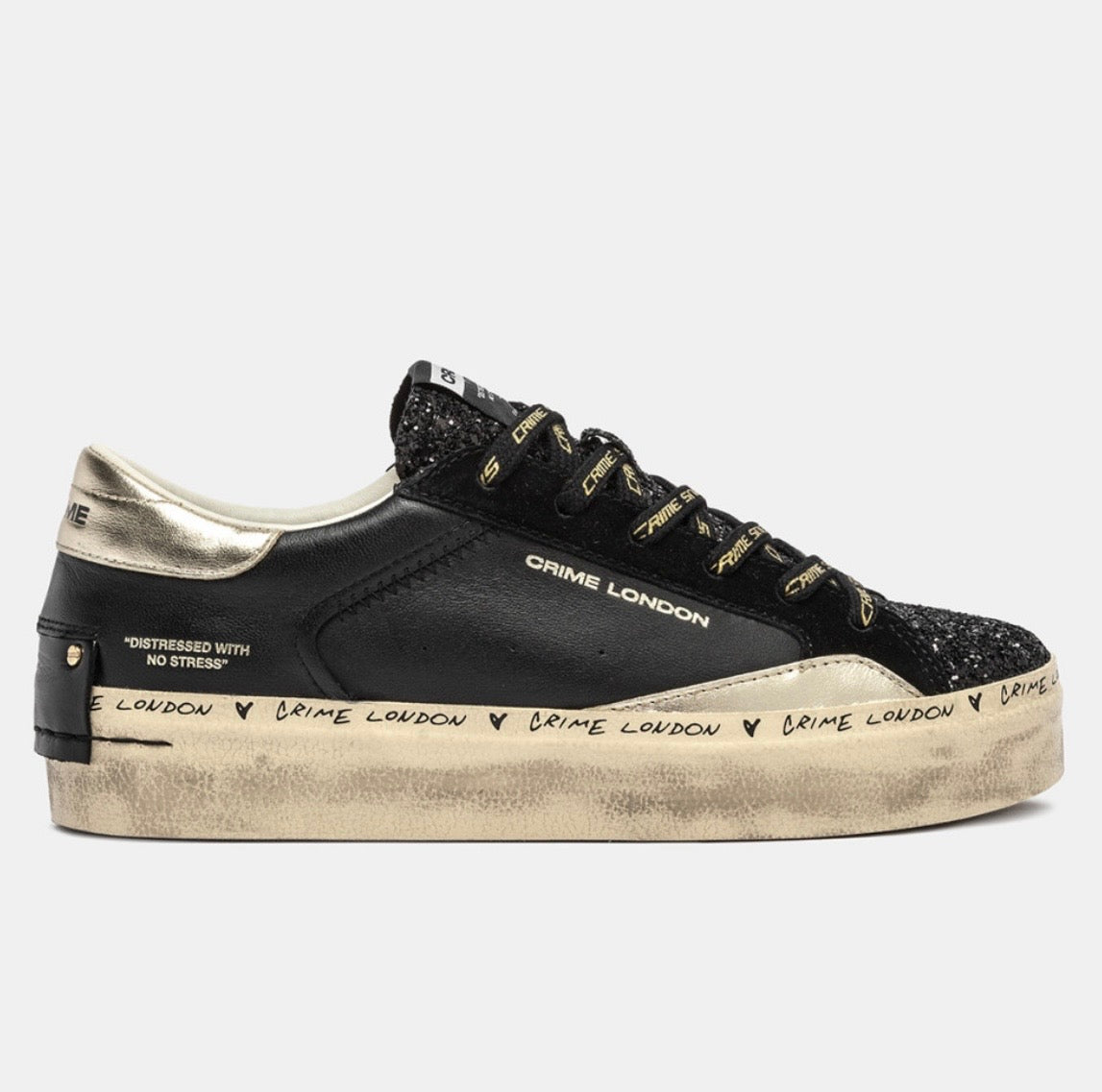 CRIME LONDON SNEAKER DISTRESSED PLATFORM BLACK DUSK 25074AA8