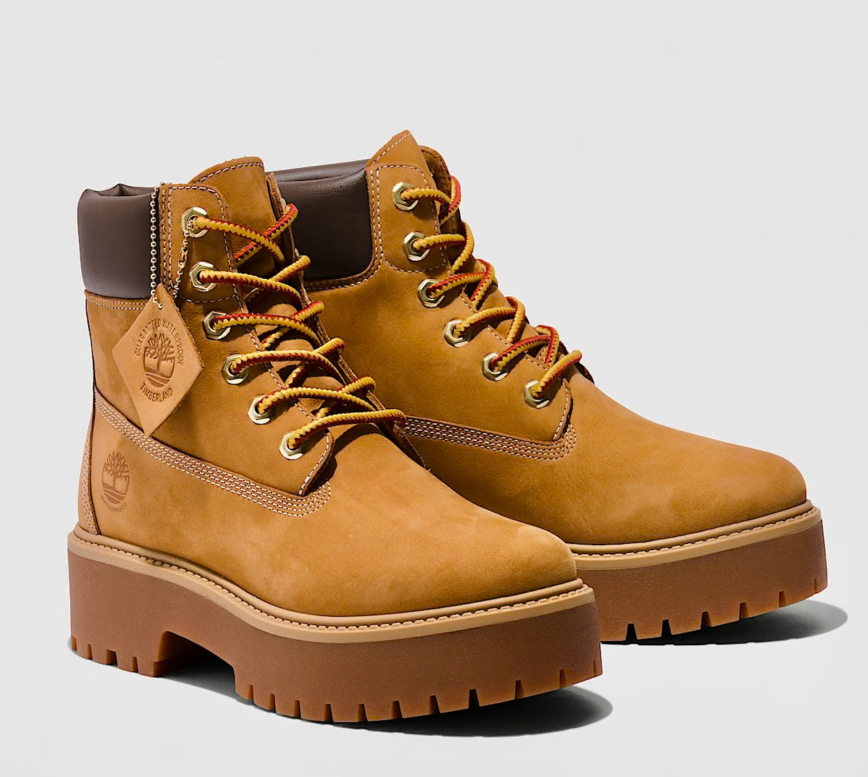 TIMBERLAND STONE STREET 6 INCH LACE UP  PLATFORM WATERPROOF BOOT WHEAT GIALLONE