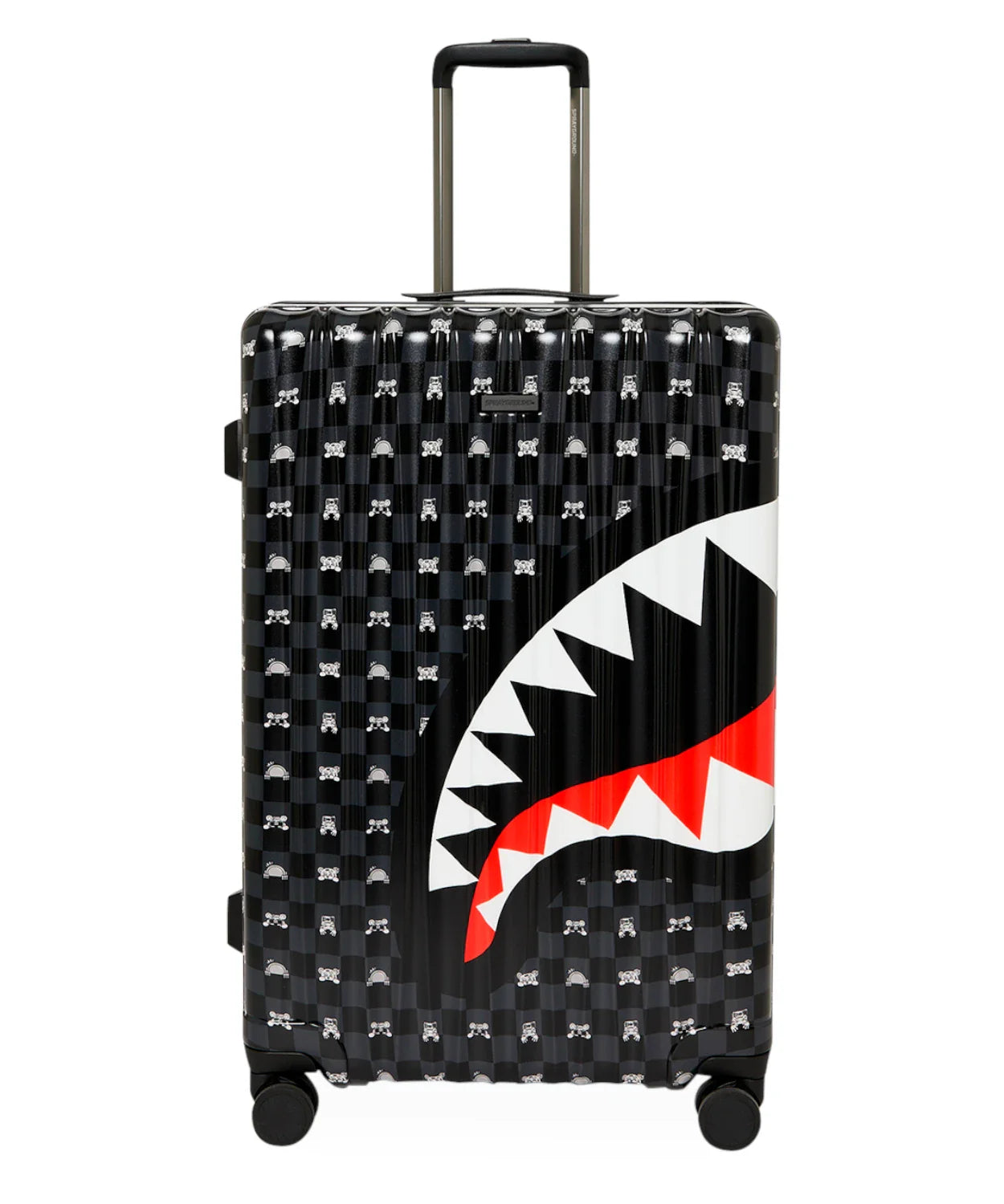 SPRAYGROUND TROLLEY GRAY PEEKING CHARACTER CHECK CARRY ON LUGGAGE
