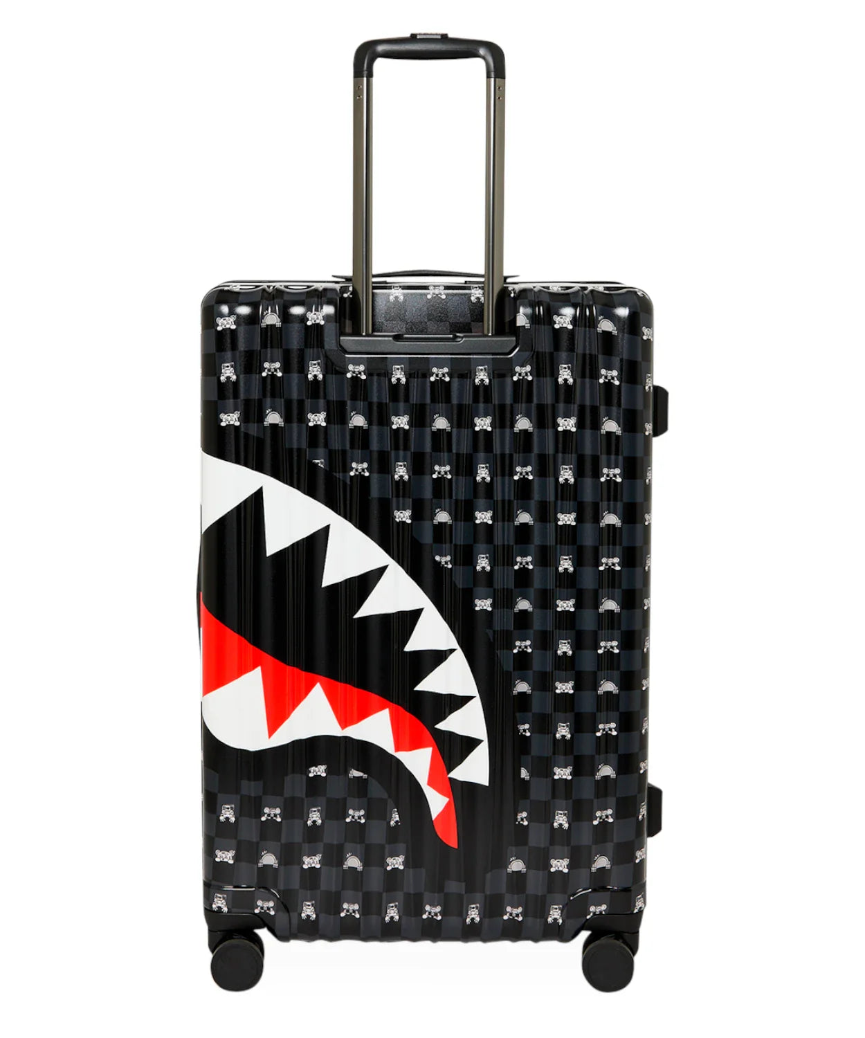 SPRAYGROUND TROLLEY GRAY PEEKING CHARACTER CHECK CARRY ON LUGGAGE