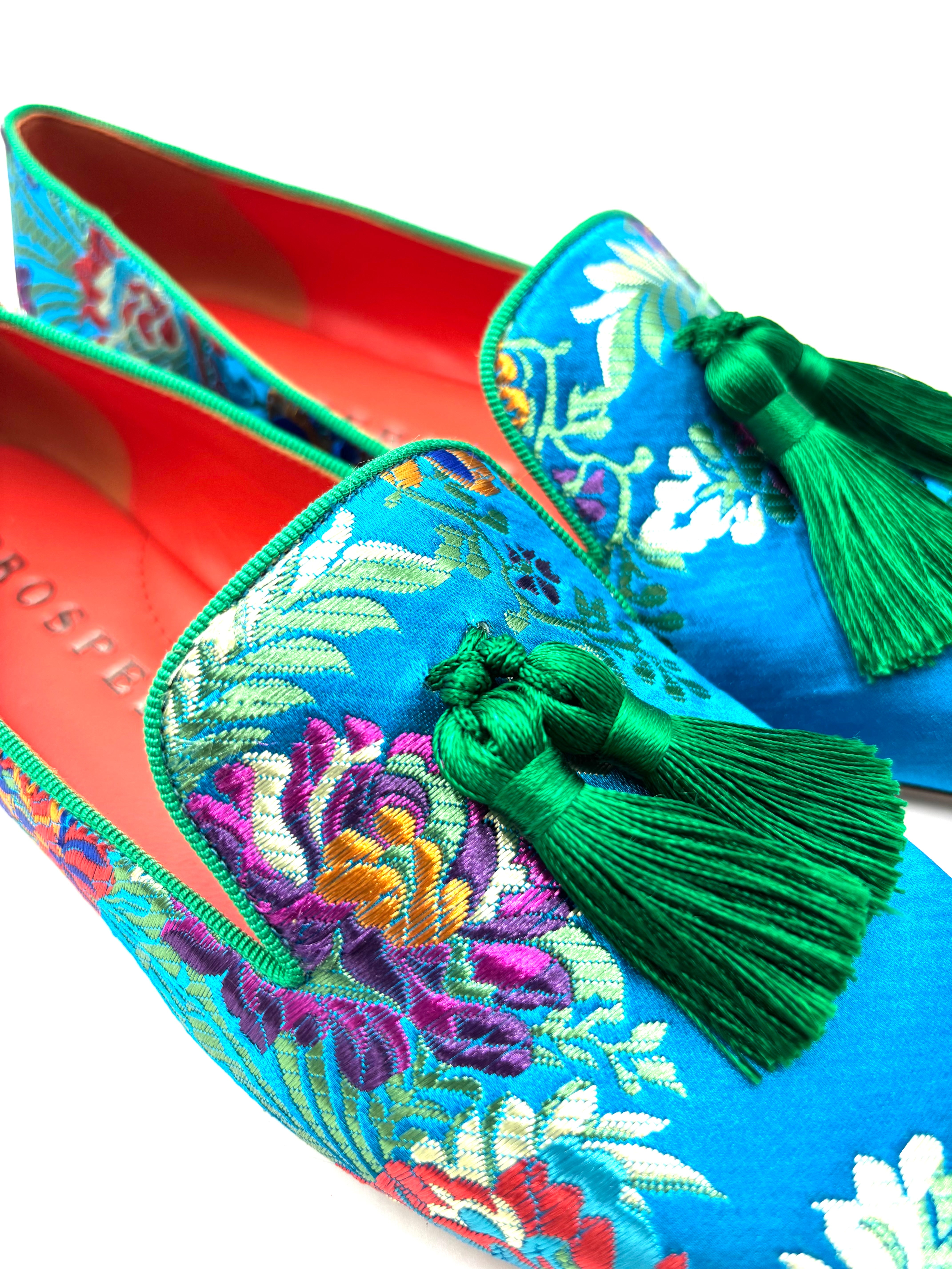 PROSPERINE PANTOFOLINO FLAT GEISHA AZZURRO