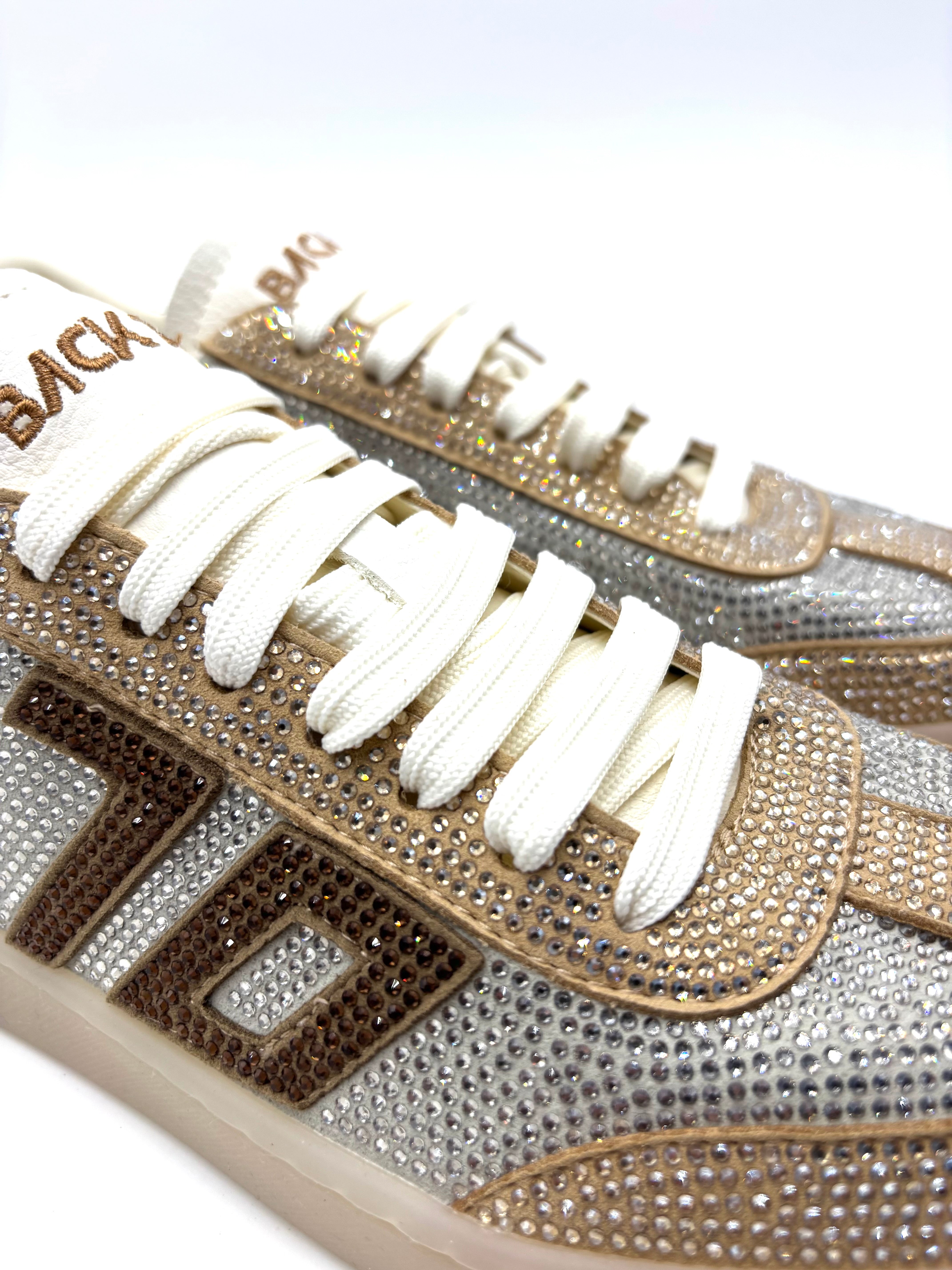 BACK70 SNEAKER GLAM STRASS SILVER GOLD BRONZE