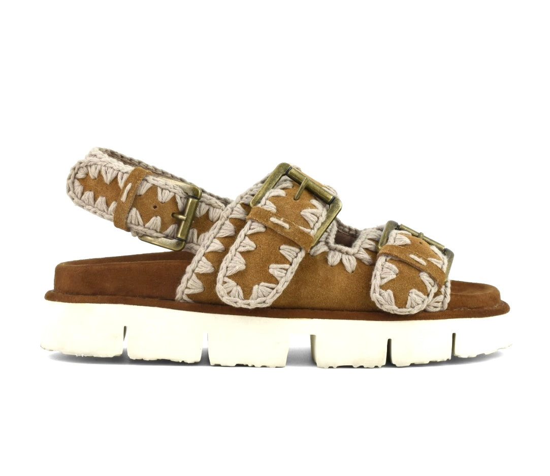 MOU SANDALO BIO TWO BUCKLES BACK STRAP COGNAC