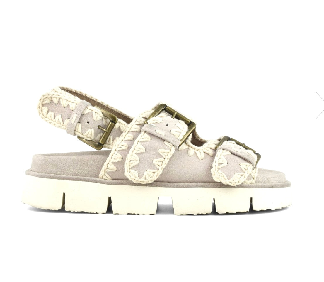 MOU SANDALO BIO TWO BUCKLES BACK STRAP BEIGE GHIACCIO