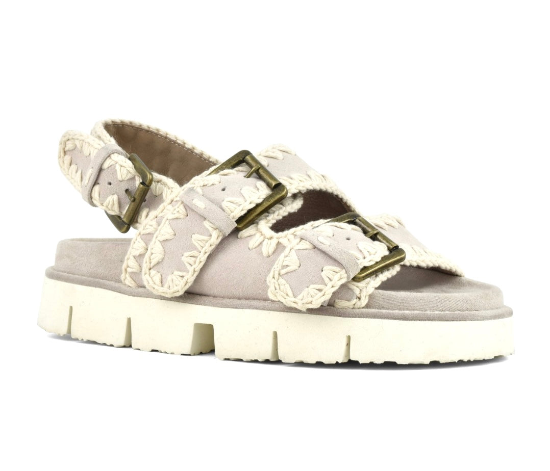 MOU SANDALO BIO TWO BUCKLES BACK STRAP BEIGE GHIACCIO