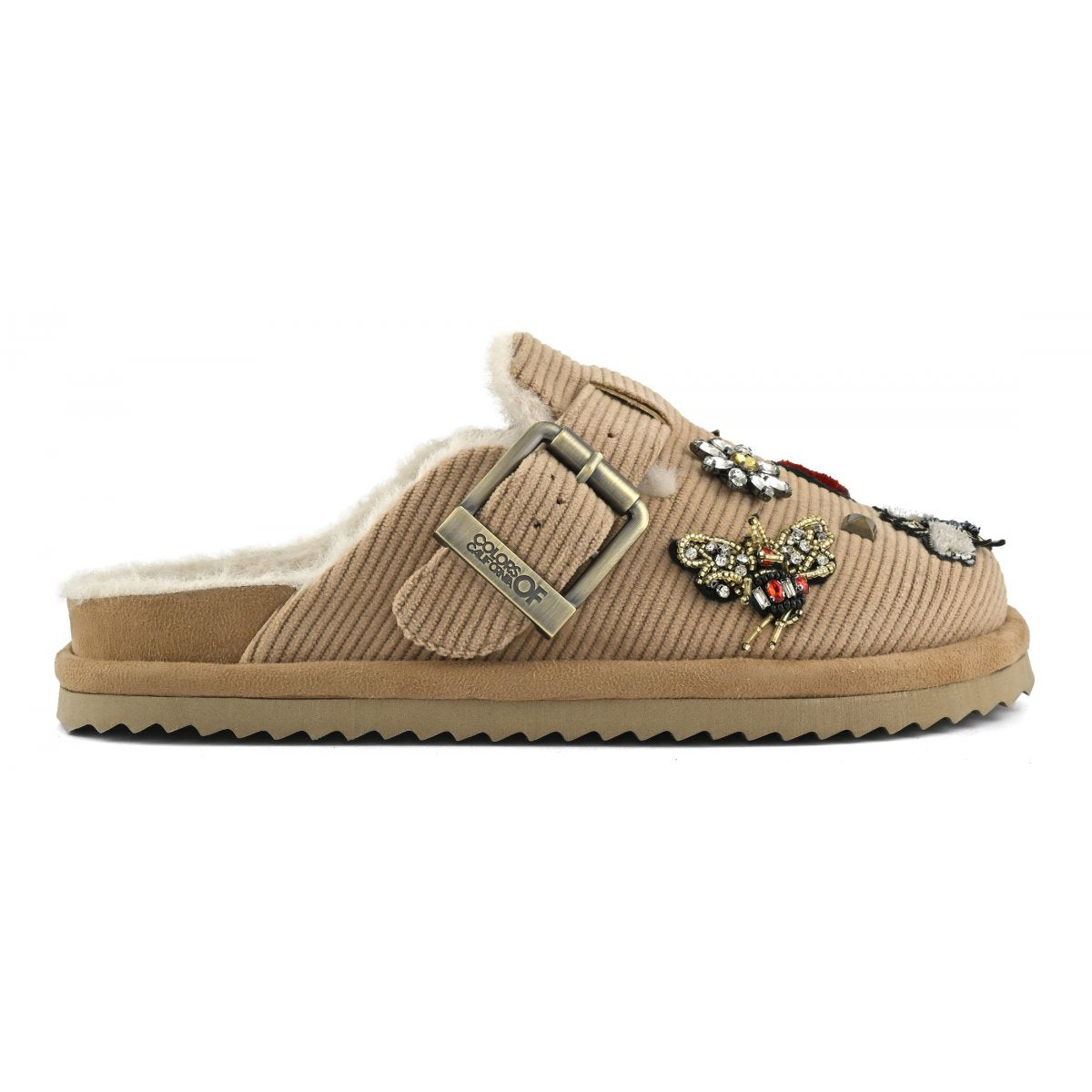 COLORS OF CALIFORNIA SABOT IN VELLUTO A COSTINE E PATCH TAN