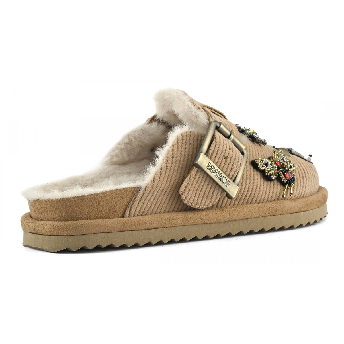 COLORS OF CALIFORNIA SABOT IN VELLUTO A COSTINE E PATCH TAN