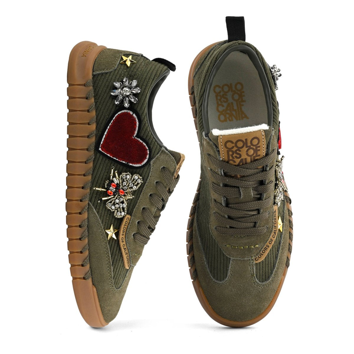 COLORS OF CALIFORNIA SNEAKER IN VELLUTO A COSTINE E PATCH MILITARY