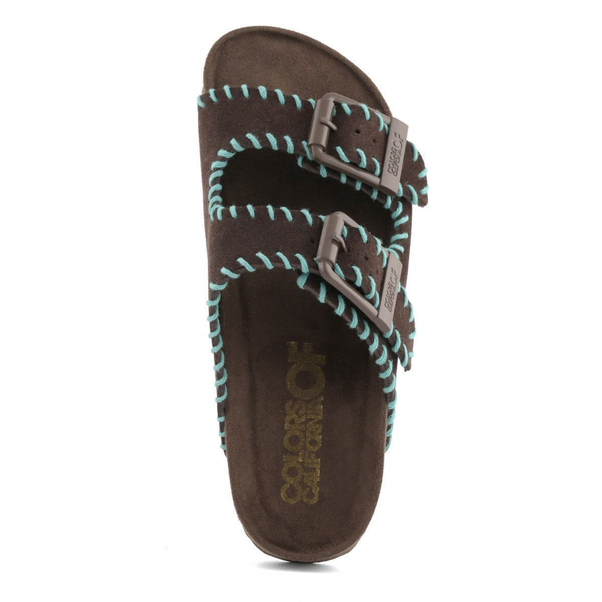 COLORS OF CALIFORNIA SLOFI Sandalo in pelle scamosciata e stitching MOKA