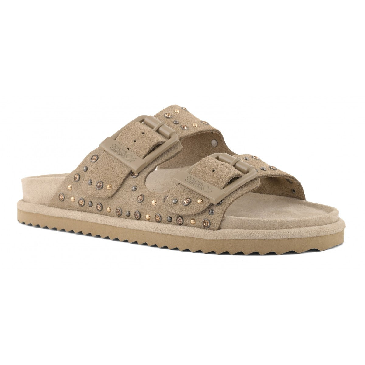 COLORS OF CALIFORNIA SLOFIW Sandalo in pelle scamosciata e strass MUD