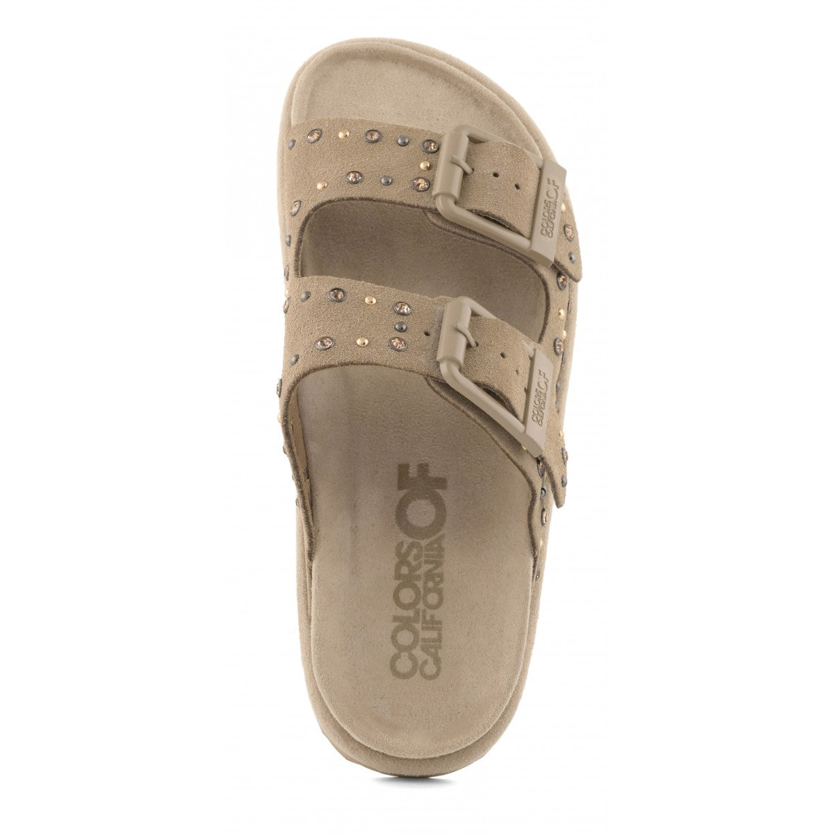 COLORS OF CALIFORNIA SLOFIW Sandalo in pelle scamosciata e strass MUD