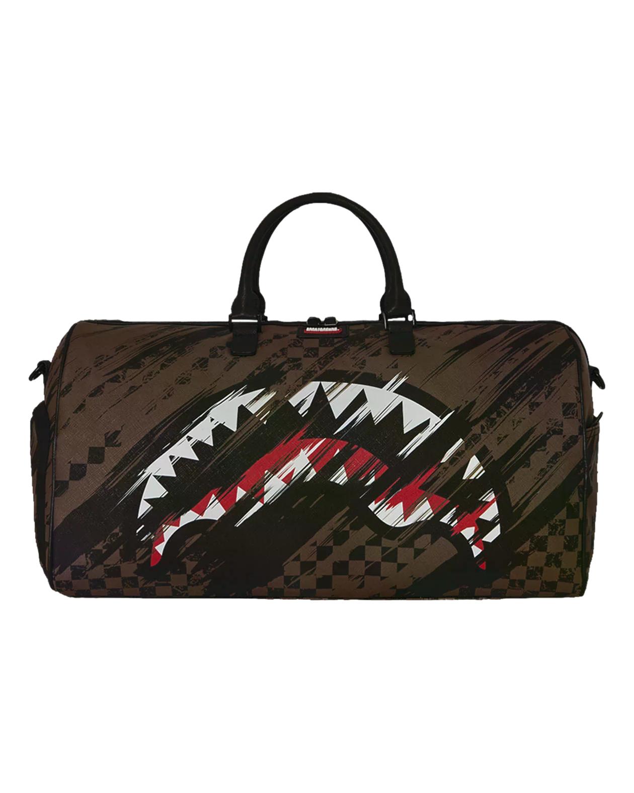 SPRAYGROUND BORSONE SMEARED GRUNGE CHECK DUFFLE