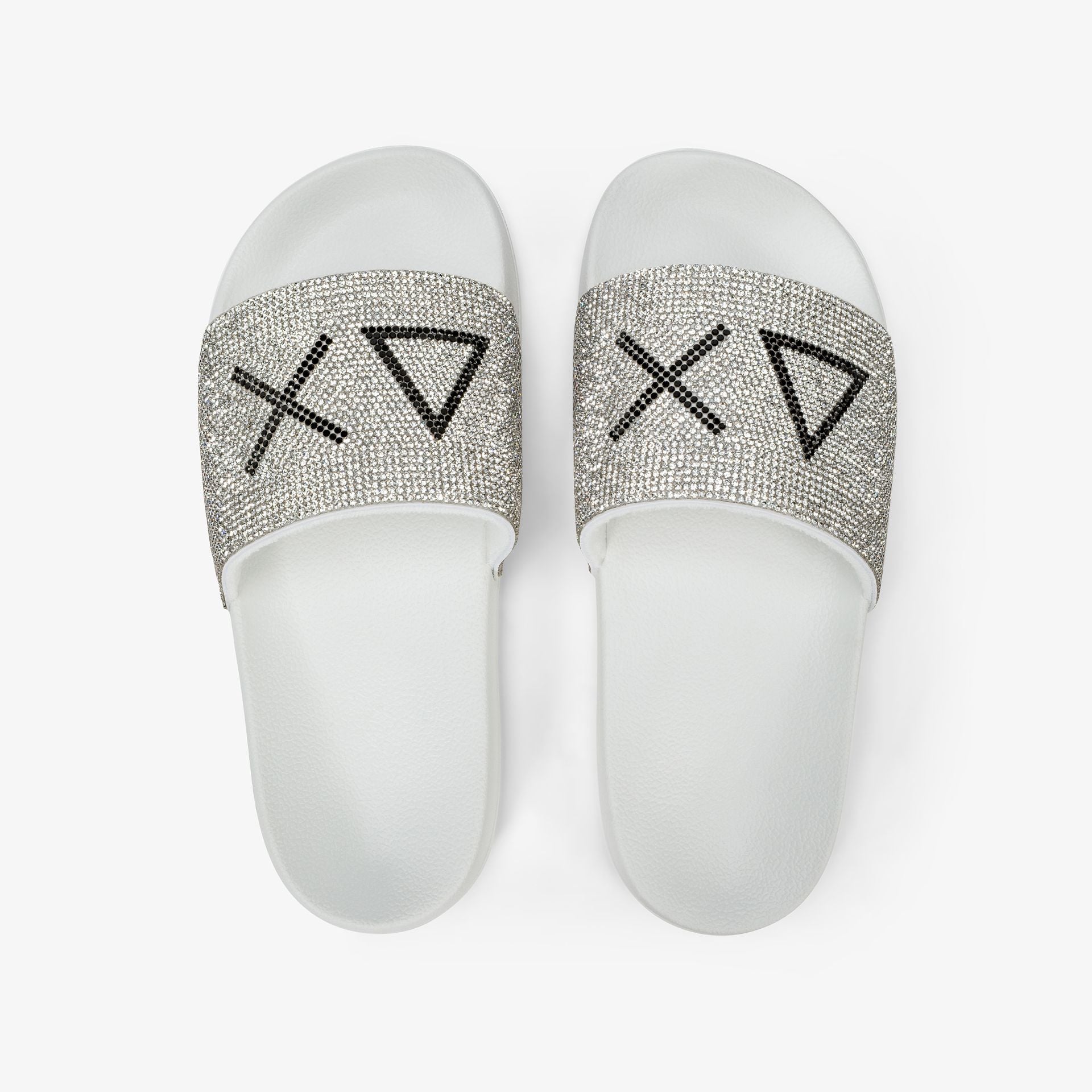 SUN 68 CIABATTA LOGO GLITTER SILVER WHITE