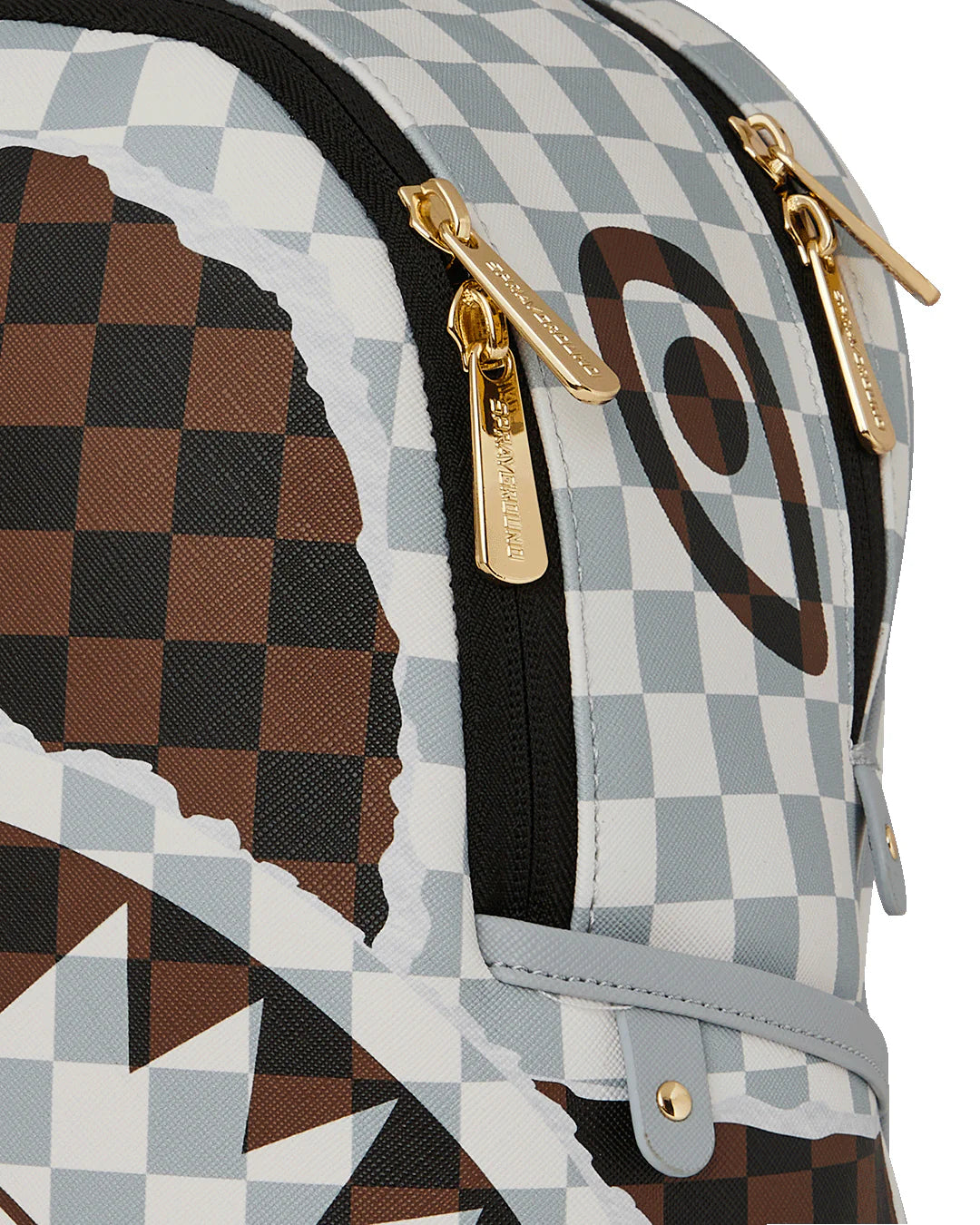 Sprayground ZAINO CREAM AND BROWN TEAR CHECK SAVAGE BACKPACK