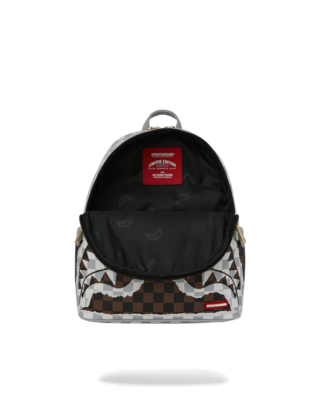 Sprayground ZAINO CREAM AND BROWN TEAR CHECK SAVAGE BACKPACK