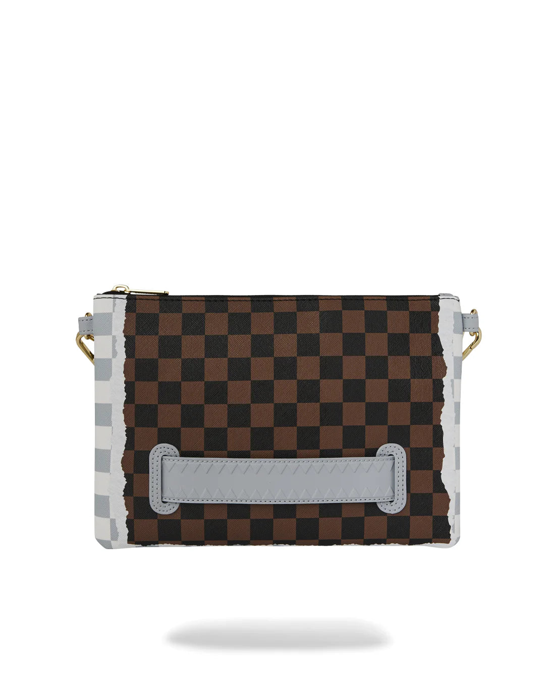Sprayground POCHETTE CREAM AND BROWN TEAR CHECK CROSSOVER CLUTCH