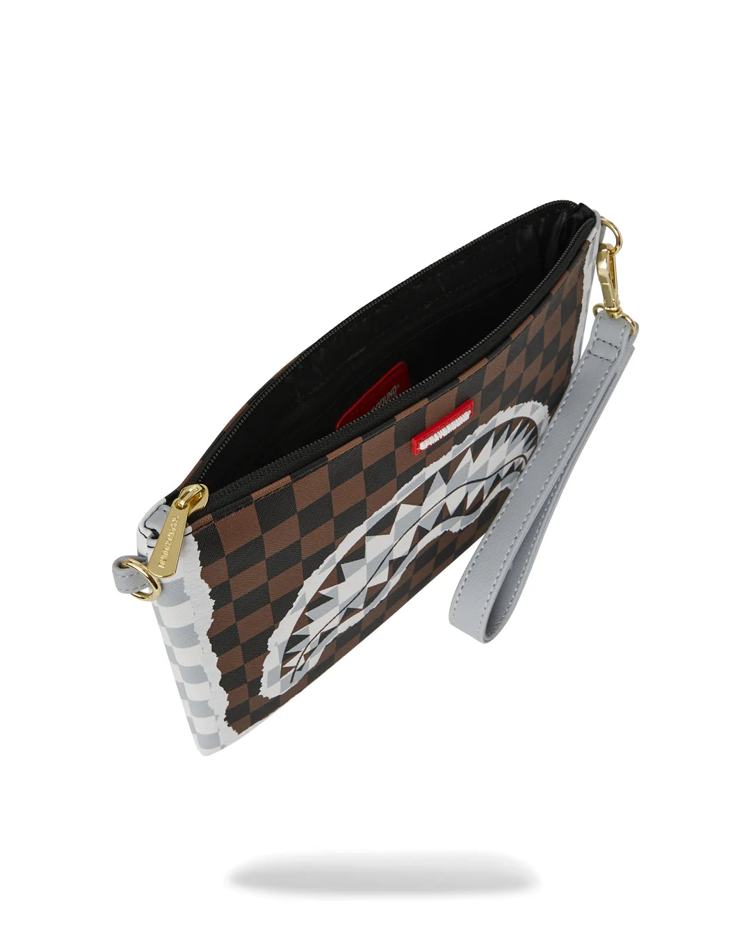 Sprayground POCHETTE CREAM AND BROWN TEAR CHECK CROSSOVER CLUTCH