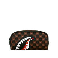 SPRAYGROUND ASTUCCIO SHARKS IN PARIS WTF BUBBLE BROWN CHECK POUCH