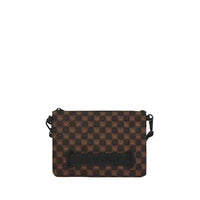 Sprayground POCHETTE SHARKS IN PARIS WTF BUBBLE BROWN CHECK CROSSOVER CLUTCH
