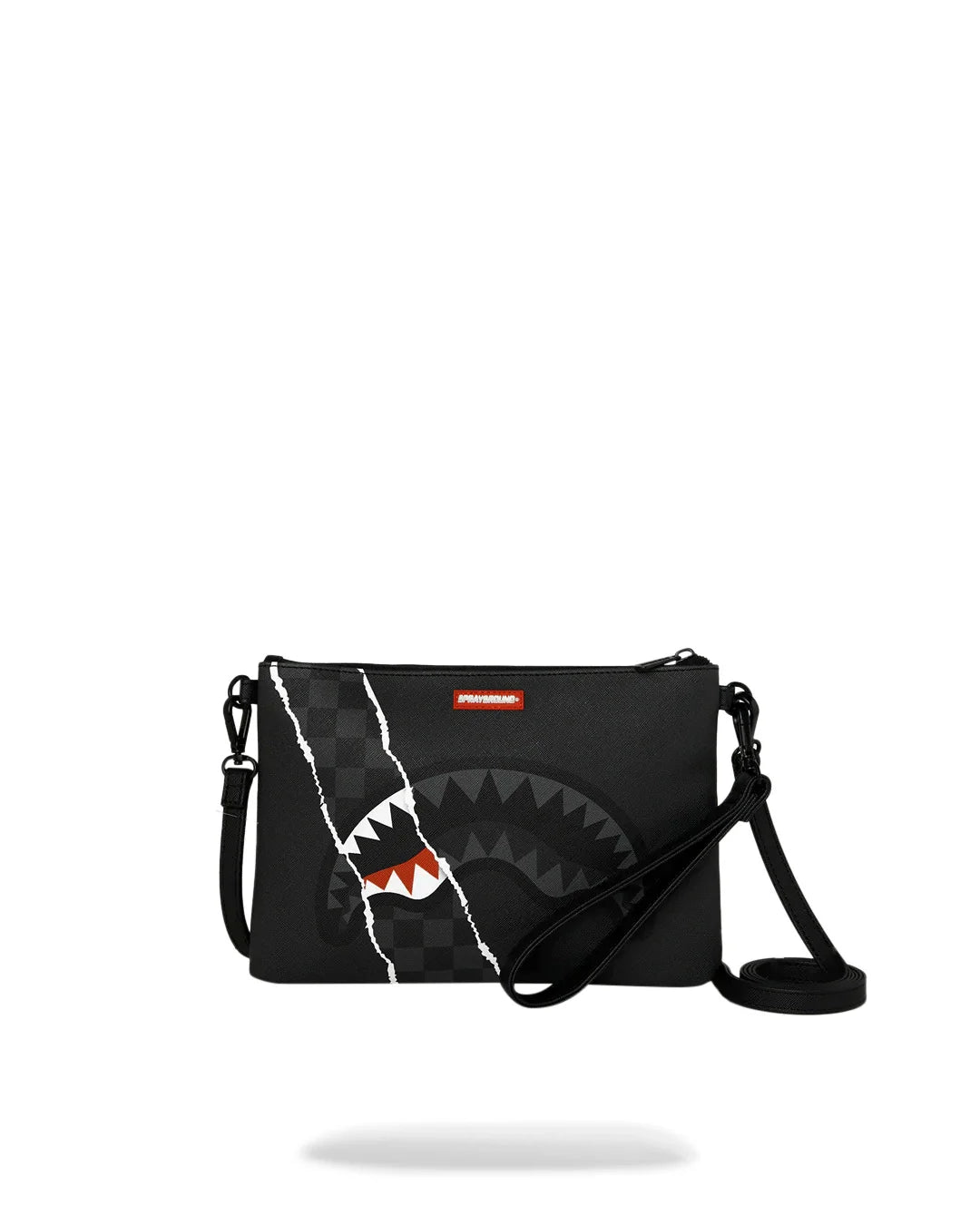 Sprayground POCHETTE CENTER RIP REVEALING GRAY CHECK CROSSOVER CLUTCH